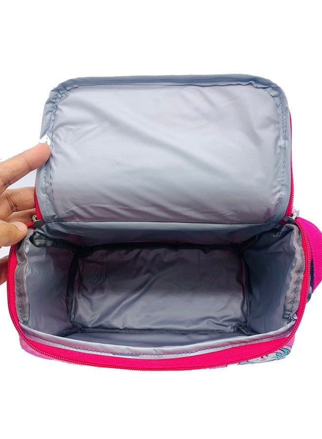 Echo Boomers Peppa Pig Printed Insulated Lunch Bag, Tiffin and Food Storage Bag for Work, Students, Office, Picnic, College & School with Bottle Holder & Multiple Zipper Pockets (Blue) - Image 2